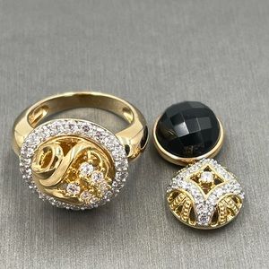 absolute & onyx interchangeable dome ring silver